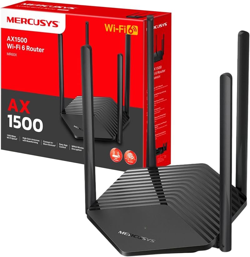 MERCUSYS MR60X Dual Band Router WiFi 6 AX1500 Mbps Gigabit Ethernet