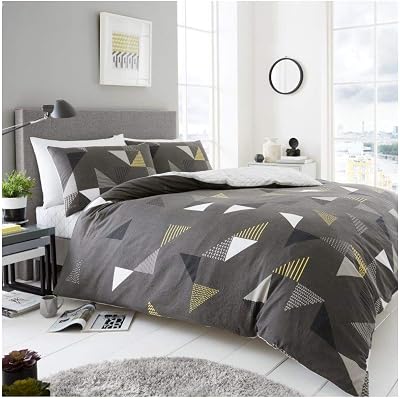 GC GAVENO CAVAILIA Reversible Floral Duvet Cover Set Poly Cotton Grey