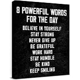 Inspirational Wall Decor, Motivational Canvas Prints Wall Art for Men Teen Boy Bedroom Living Room, Black and White Inspiring Positive Quotes Framed Posters for Classroom Gym Office, 12 x 15 Inches