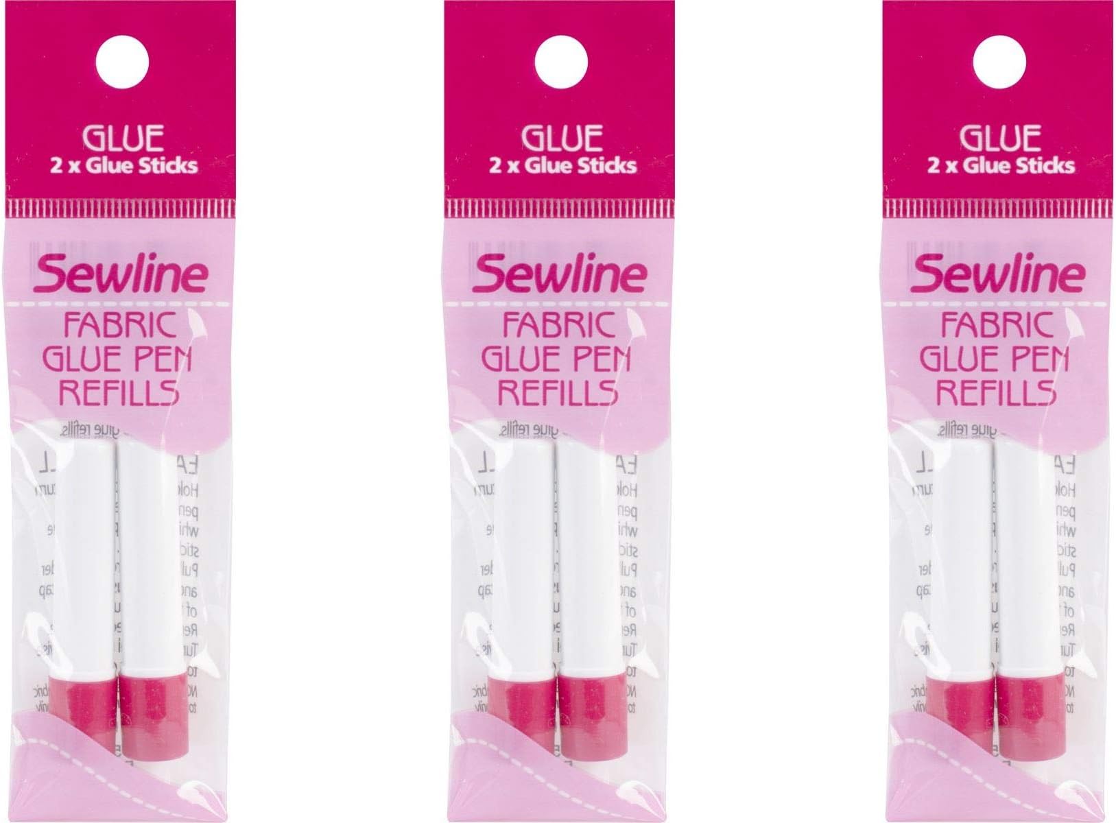 Sewline Water-Soluble Fabric (2 Pack), Blue Glue Pen Refill, (Тhree Pаck)