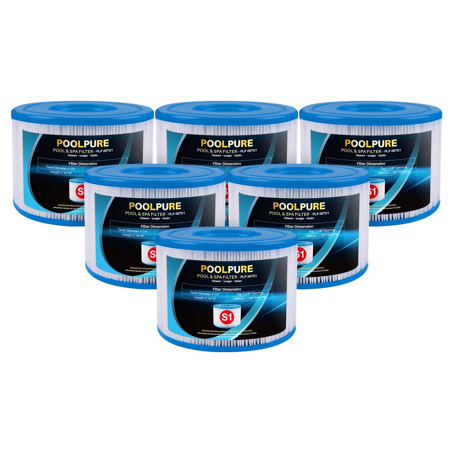 POOLPURE Hot Tub Filter, 29001E, Type S1 PureSpa Filter, 11692 Spa Filter, Easy Set Pool Cartridges Replacements for Various PureSpa Swimming Pool Pump, 10.8 x 7.5 cm