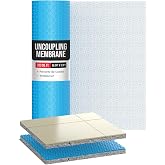 Uncoupling Membrane, Tile Underlayment, for Tile Floor, 323 Sq Ft | Houseables Floor Membrane for Decoupling, Anti Fracture, Waterproof, Vapor Barrier, 3.3 FT x 98.5 FT, 1/8 IN Thick