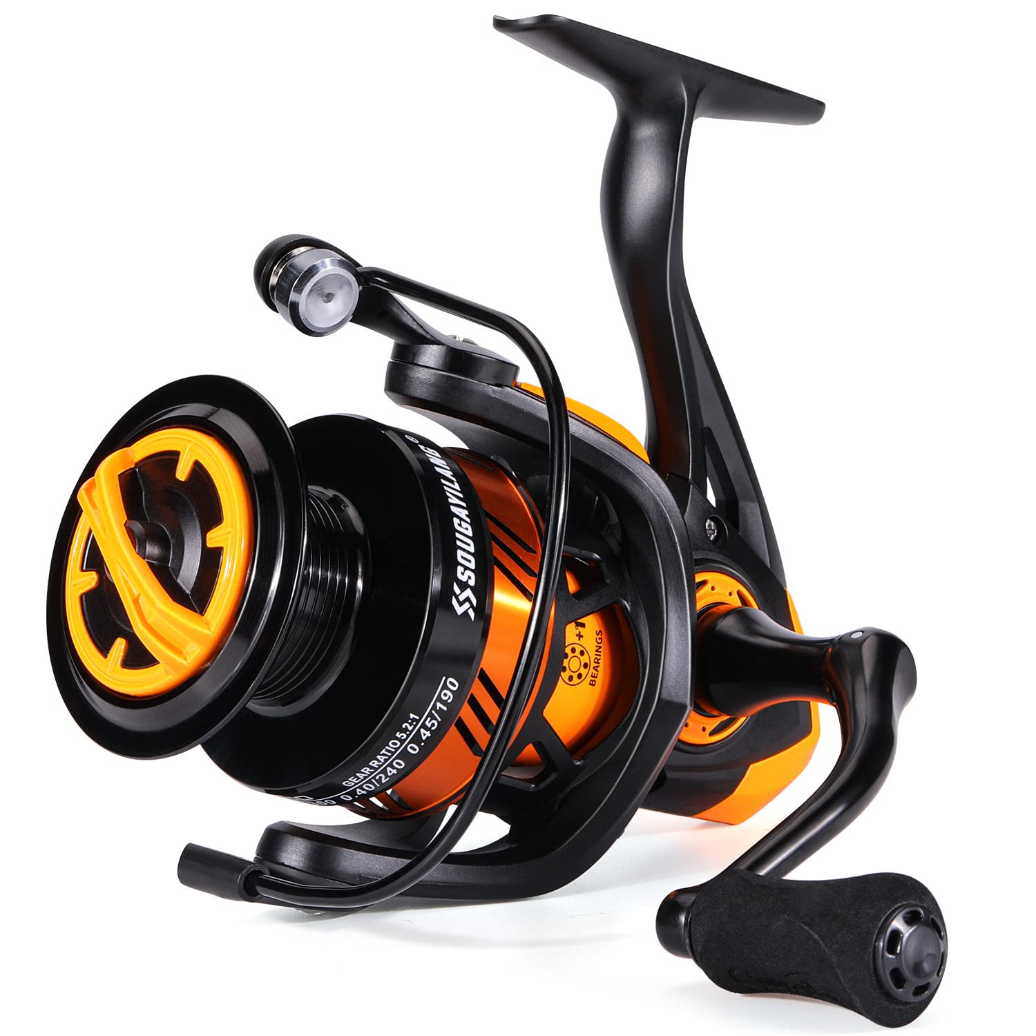 Sougayilang SL Spinning Reel 5.2:1 High Speed Metal Spool Powerful Spinning Fishing Reels Carp Fishing Pike Carbon Fiber Drag Max 25LB Fishing Reel-O50
