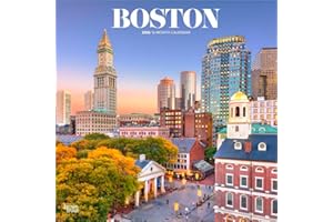 Boston | 2026 12 x 24 Inch (Hanging) Monthly Square Wall Calendar | Plastic-Free | BrownTrout | USA United States of America Massachusetts Northeast City