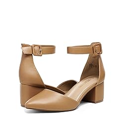 DREAM PAIRS ANNEE Pointed Toe Low Chunky Heels Pump