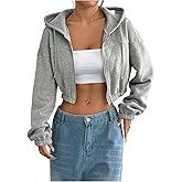 SHENHE Women's Cropped Zip Up Hoodie Jacket Athletic Workout Long Sleeve Sweatshirt Hoodies