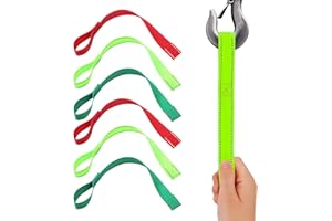 Lounsweer 6 Pcs Winch Hook Pull Strap with Reflective Nylon 1 Inch Wide 12 Inches Long Winch Strap for Cable Rope Boat Trailer