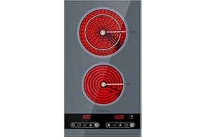 Dual Coil Design of Double Burner Electric Cooktop, 1800W Ceramic Hot Plate for Cooking, Portable Countertop Infrared 2 Burne