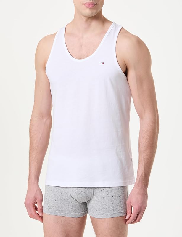 Herren 3er Pack Tank Tops aus Baumwolle, Mehrfarbig (Grey Heather/Black/White), M — Foto 2 von 4