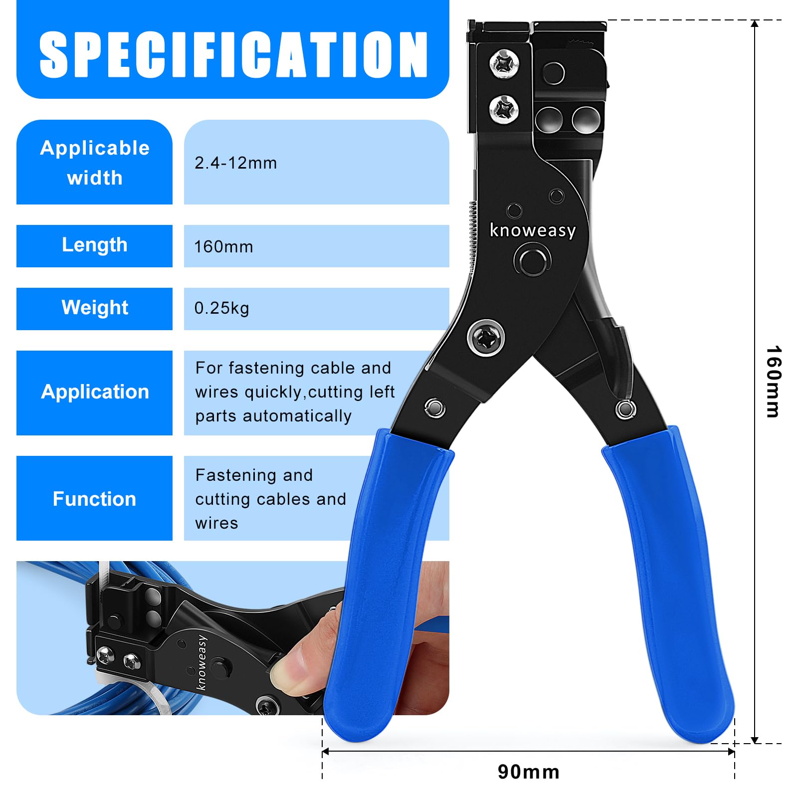 Condition photo showing As Is for zip tie tool and cable tie tool for plastic or nylon cable tie blue