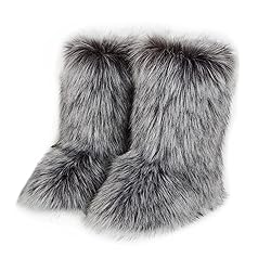 MH Bailment Women's Faux Fur Boots Winter Mid-Calf