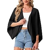 GRECERELLE Women's Summer Lightweight Cardigan Open Front Casual Loose Cropped Kimono Cover Ups