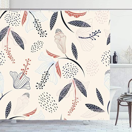 Amazon Com Ahawoso Shower Curtain Set With Hooks 66x72 Sensual Fantasy Feminine Frailty Floral Flower Graphic Subtle Wafting Ornate Pattern Beauty Girlie Bathroom Curtains Waterproof Polyester Fabric Bath Decor Home Kitchen