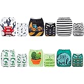 ALVABABY 6 Pack with 12 Inserts Baby Diaper Pocket Cloth Diapers Reusable Washable Adjustable for Baby Boys and Girls 6DM35