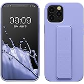 kwmobile Case Compatible with Apple iPhone 12 Pro Max - Case with Hand Strap and Stand Soft TPU Silicone Coating - Lavender