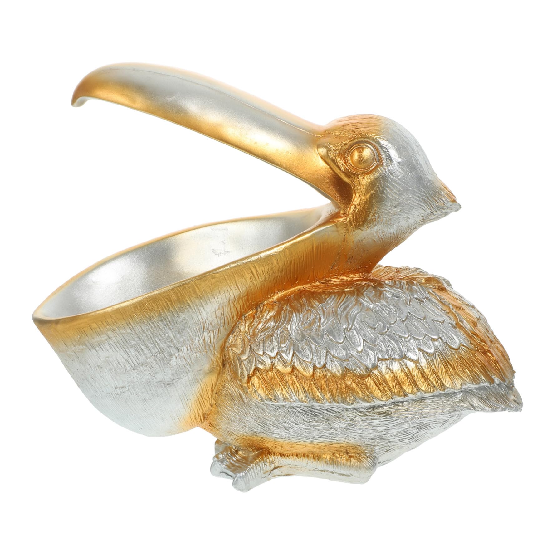 minkissy Bird Jewelry Dish Bird Big Mouth Jewelry Holder Resin Figurine Key Storage Bowl Resin Art Animal Sculptures for Home Decor (Golden) Jewelry Tray