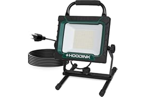 HOODINK 135W LED Work Light Flexible Rotatable 15000LM Flood Light with 13.12FT Cable Portable Outdoor Waterproof IP65 Work Light with Stand for Truck, Workshop, Garage, Job Site, Tools Gifts, AST83135T