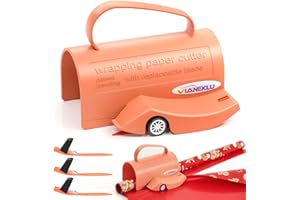 VIANEKLU Wrapping Paper Cutter Slider, Paper Rolls Gift Wrap Cutter Tool with Handle for Christmas, 3 Replaceable Blades for Smooth & Straight Cuts, Idea for Holiday Birthday Wrapping & Crafting Projects