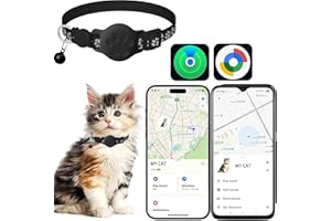 EGLANCLIFM Cat Tracker GPS Collar for iOS and Android Smart Tracker with Dual System Bluetooth Air Tags for Pet Location Finder Compatible with Apple Find My and Google Find Hub