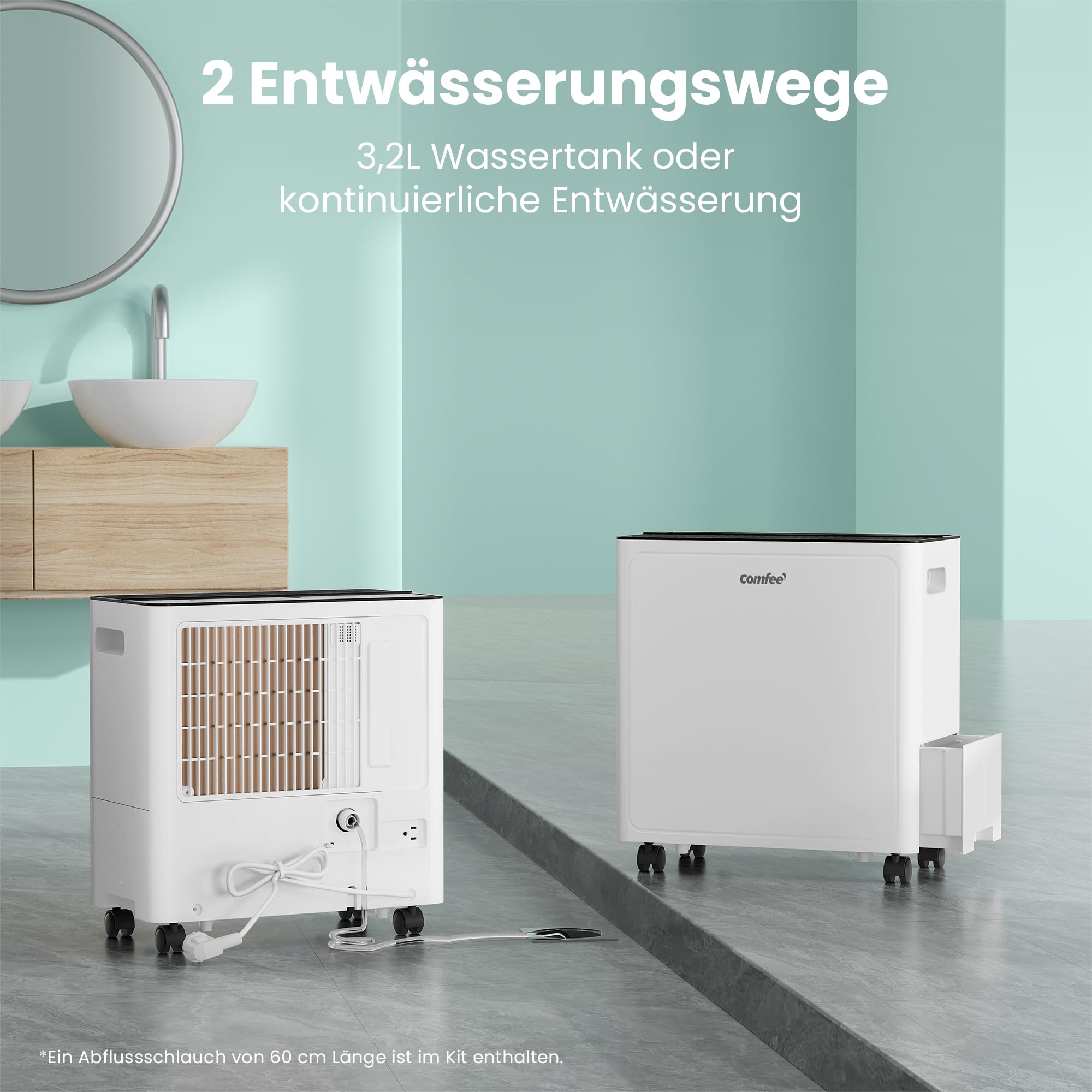 COMFEE CDDAE-30DEN7-QA3 Luftentfeuchter 30L/Tag für bis zu 73㎡, 3-Liter-Tank, drehbare Räder, Trocknungsmodus, Geräuschreduzierung, Automatische Abtauung 2