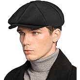 Mens Newsboy Cap High Woolen Tweed Gatsby Hat Ivy Cabbie Flat Golf Cap for Fathers Women Unisex