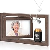 ChoiHeiy Small Urns for Human Ashes Keepsake with 4X6 Rotating Desk Picture Frame & Urn Necklaces for Ashes for Women, Memorial Keepsake Urn for Human Ashes, Mini Urns for Human Ashes Keepsakes