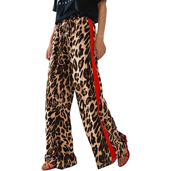 Summer Pants for Women 2025 Cheetah Wide Leg Pants for Women
