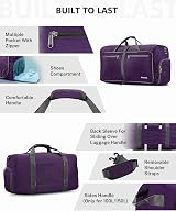 Gonex 40L Foldable Travel Duffle Bag Shoes Compartment Purple view 5