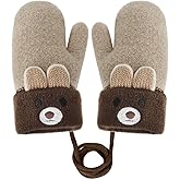Holiberty Toddler Kids Warm Winter Gloves Cute Infant Baby Boys Girls Thick Fleece Lined Full Finger Ski Snow Gloves Mittens
