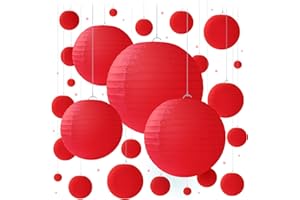 Red Paper Lanterns - 25 Piece Set - Party Decorations for Birthdays, Weddings and Special Occasions by Avoseta