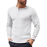 COOFANDY Mens Knit Henley Sweater Long Sleeve Button Down Lightweight Sweater Fall Slim Fit Ribbed Pullover