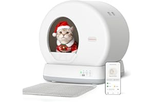 MeoWant Self-Cleaning Cat Litter Box, Integrated Safety Protection Automatic Cat Litter Box for Multi Cats, Extra Large/Odor Removal/APP Control Smart Cat Litter Box with Mat & Liner