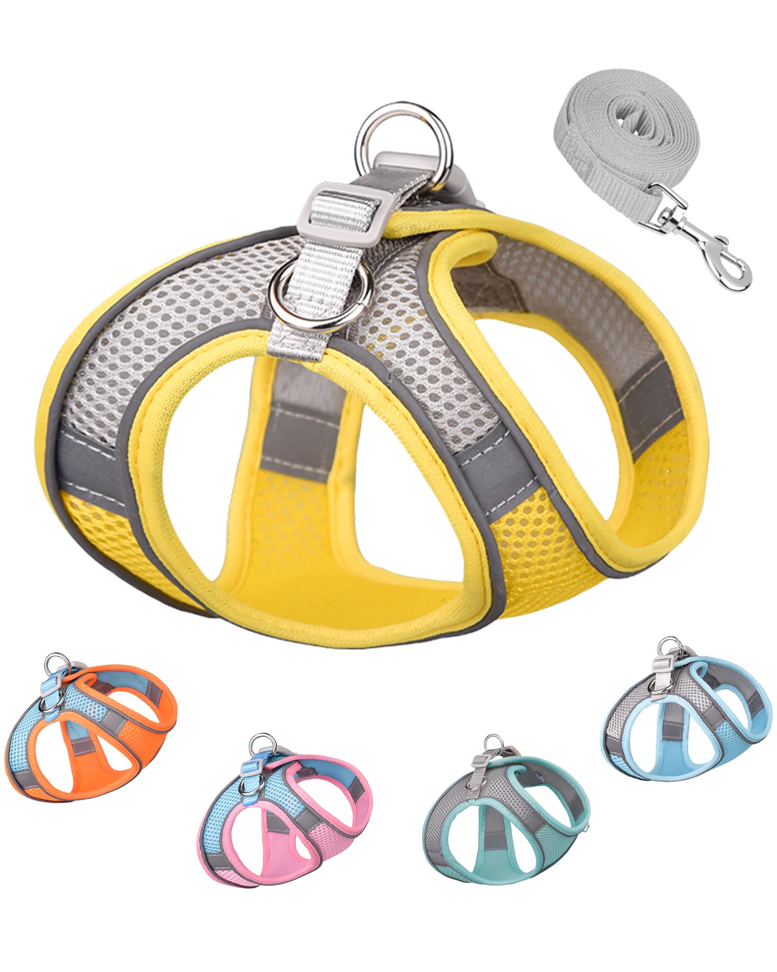 Photo 1 of Solmoony Soft Mesh Dog Harness and Leash Set for Small Medium Dogs, Step in Adjustable with Padded Vest (S, Yellow)