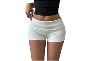 Verdusa Women's Fold Over Micro Short Going Out Low Rise Sexy Booty Shorts