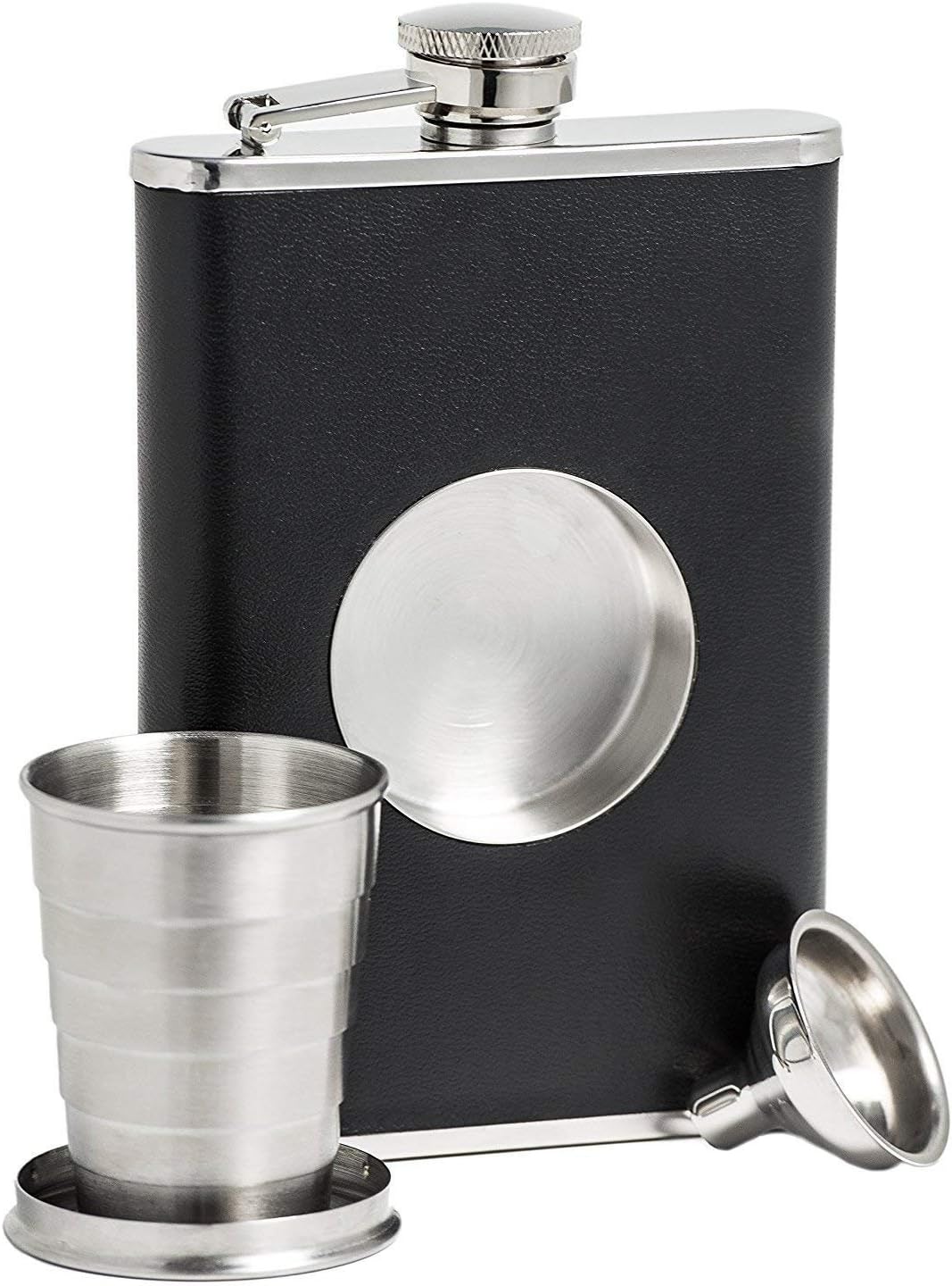 Stainless Steel Hip Flask, ICASA, 8 oz Shot Flask and Built-in Collapsible 2 Oz Shot Glass & Flask Funnel, Groomsmen Gifts
