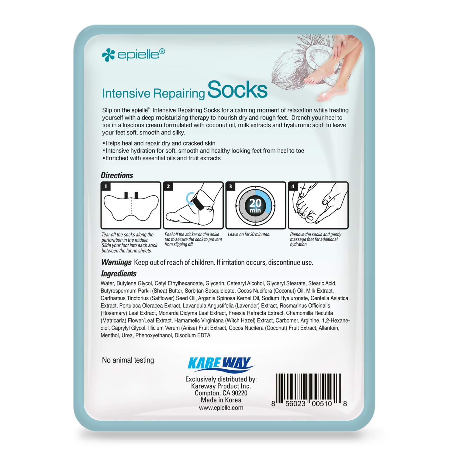 Epielle Intensive Repairing Hand Masks (Gloves-6pk) for Dry Hands Spa Masks | Coconut Oil + Milk Extract + Hyaluronic Acid : Beauty