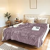 Electric Heated Blanket Throw Size 50"x60" - Flannel & Sherpa Fabric Dual-Sided, 6 Heat Settings & 1-3 Hours Auto Off, Soft & Cozy Machine Washable, Lavender Purple