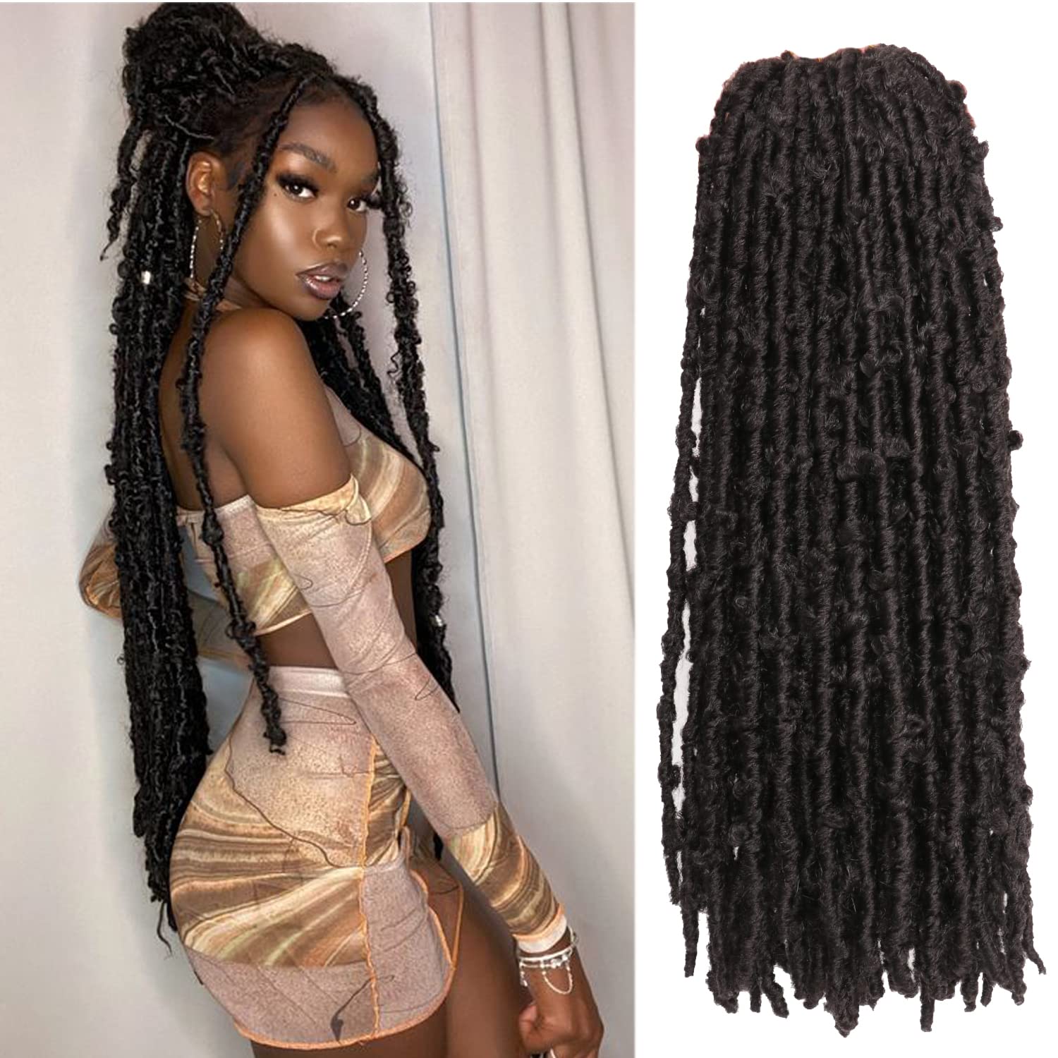 Butterfly Locs Crochet Hair 6 Packs: Long Distressed Soft Faux Locs - Pre looped Synthetic Crochet Braids (1B, 24 Inch) โ image 1