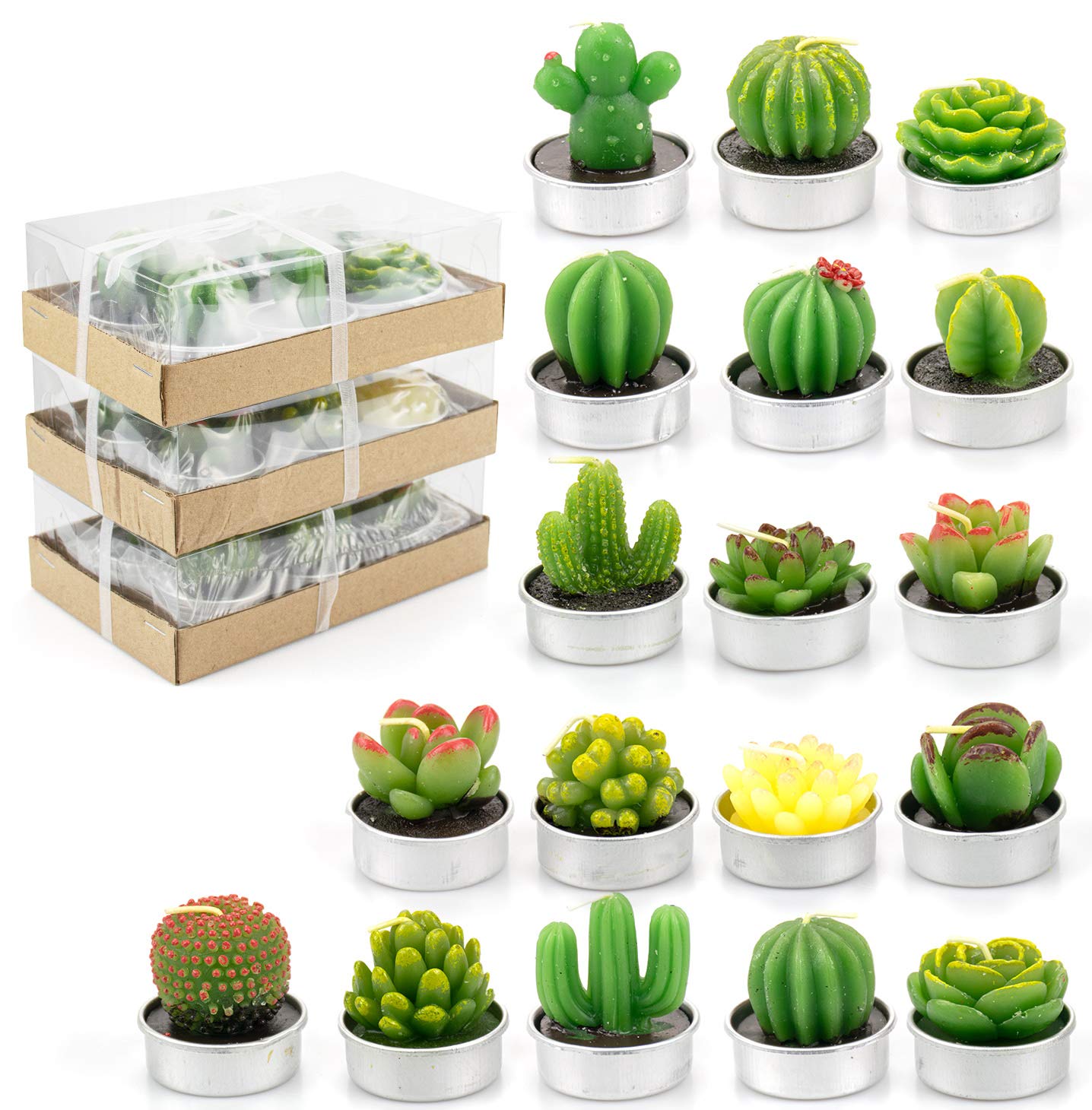 Photo 1 of **6PK**Lawei 18 Pack Cactus Tealight Candles - Handmade Delicate Succulent Mini Plants Candle - Perfect for Home Decor Candles Festival Wedding Props and House-Warming Party