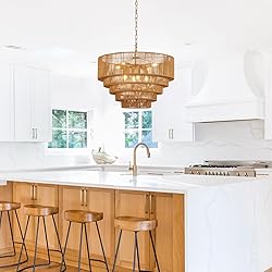 YOMECOO 25.6" Large Rattan Chandelier Vintage