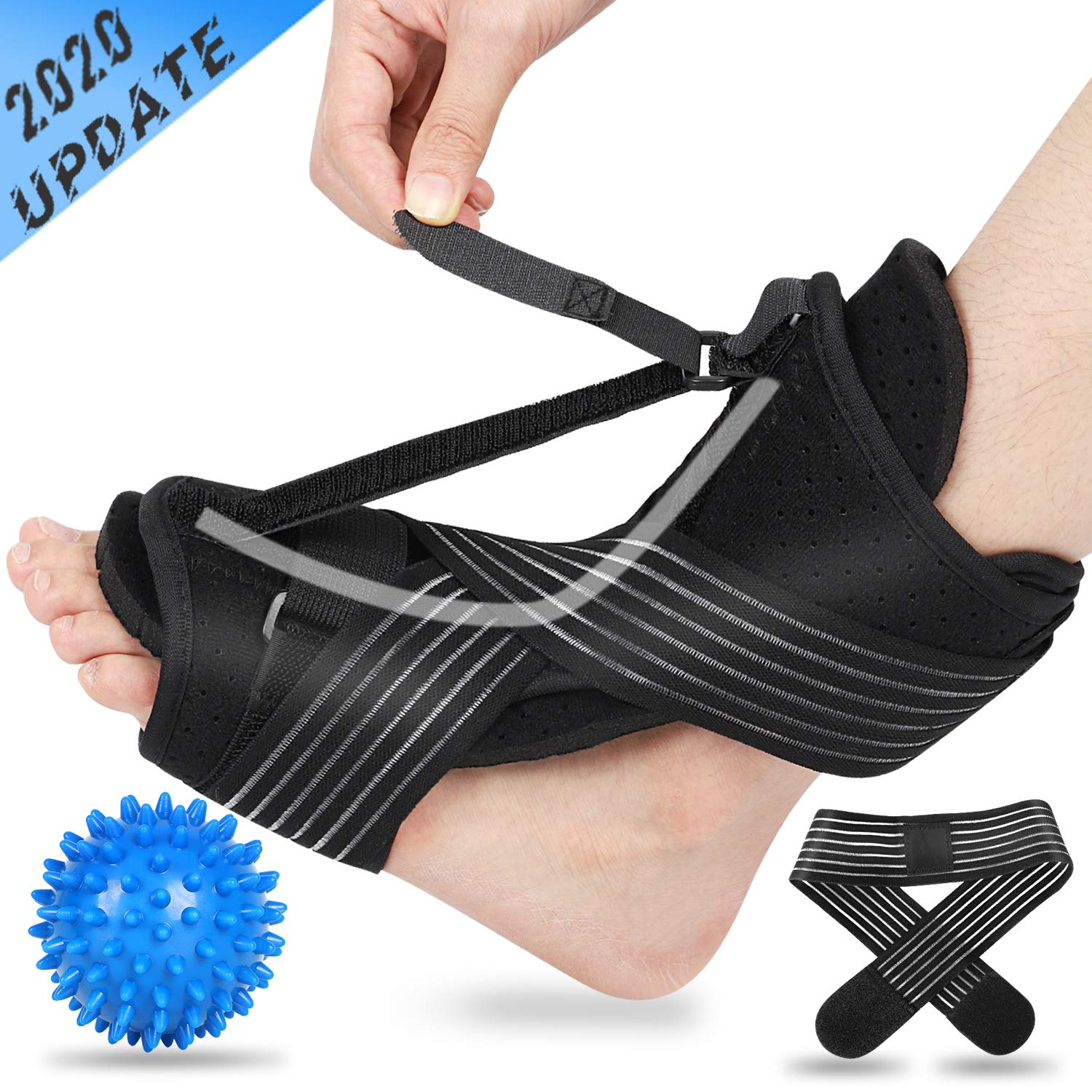 2020 Updated Version Plantar Fasciitis Night Splint, Efferey Night Splint for Plantar Fasciitis, Adjustable Foot Drop Brace, Heel, Ankle & Achilles Tendonitis Relief, Arch Pain Support with Massage Ball and Bandage: Industrial & Scientific