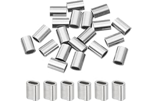 uxcell 1/16"(1.5mm) Wire Rope Stop Sleeve, 304 Stainless Steel Cable Wire Rope Crimping Loops Sleeve Ferrules for Cable Ferru