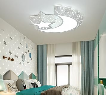 Unbekannt Ee Schlafzimmer Lichter Kinder S Zimmer Moderne Einfache Decke Licht Warme Romantische Sterne Mond Kreative Jungen Und Madchen Led Lampen 55cm Dreifarbiges Licht Amazon De Kuche Haushalt