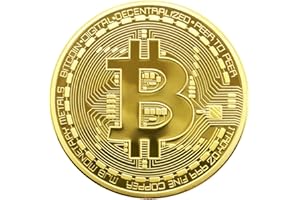 Naturiway 1Pcs Bitcoin Coin, Bitcoin Commemorative Coin 24K Gold Plated, 3mm BTC Cryptocurrency, Collectible Coin with Protective Case, Blockchain Cryptocurrency, Home and Office Decoration