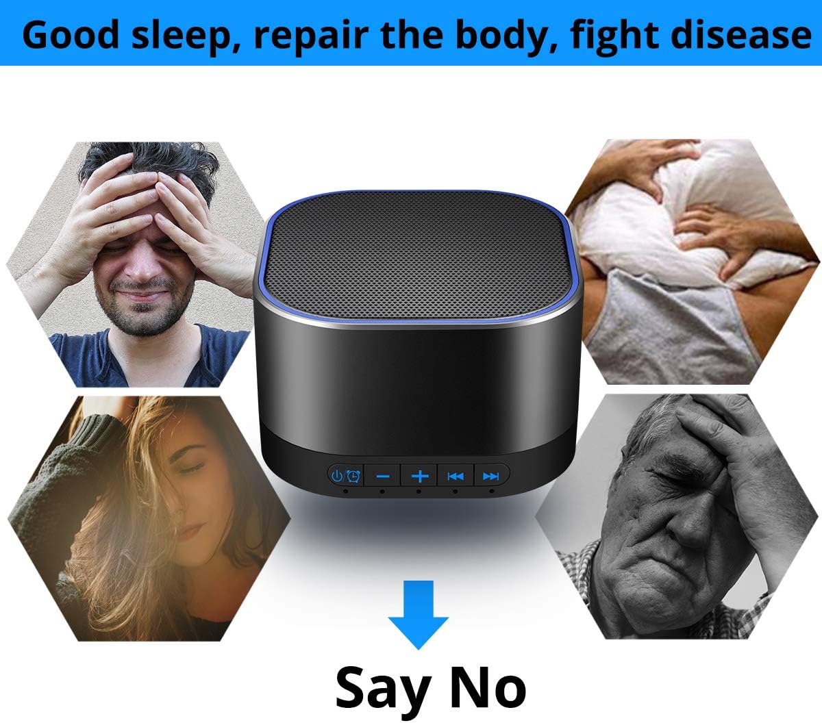 Magicteam Sound Machines White Noise Machine with 20 Non Looping Natural Soothing Sounds and Memory Function 32 Levels of Volume Powered by AC or USB and Sleep Sound Timer Therapy for Baby Kids Adults: Health & Personal Care