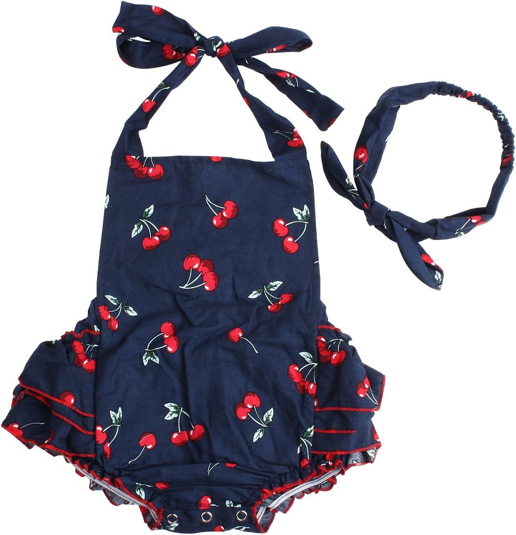 Baby Girls 2pcs Sets Cotton Ruffles Romper Outfits Clothes