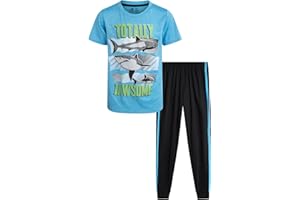 Pro Athlete Boys Pant Set - 2 Piece Tracksuit with Short Sleeve Graphic Tee and Tricot Jogger Sweatpants for Boys (8-16)