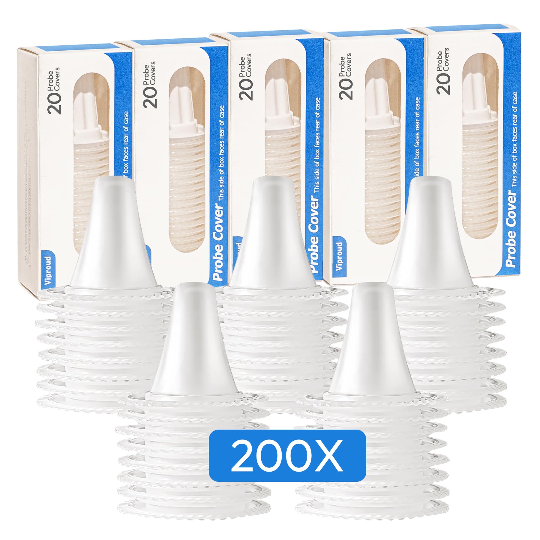 Photo 1 of 200X Ear Thermometer Probe Covers, for All Braun Thermometer Ear Covers, Lens Filters, Refill Caps, 0% BPA Disposable Covers (200)
