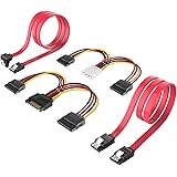 Inateck SSD / SATA III Hard Drive Connection Cables (1x 4 Pin to Dual 15 Pin SATA Power Splitter Cable, 1x 15 Pin to Dual 15 Pin SATA Power Splitter Cable, 2x SATA Data Cables), 4 Pack(ST1003)