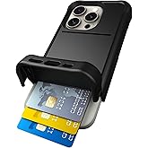 Scooch for iPhone 15 Pro Case with Card Holder, Wingmate Wallet Case with Hidden Card Slot and RFID Protection for up to 4 Cards, 10-Foot Drop Protection, Black